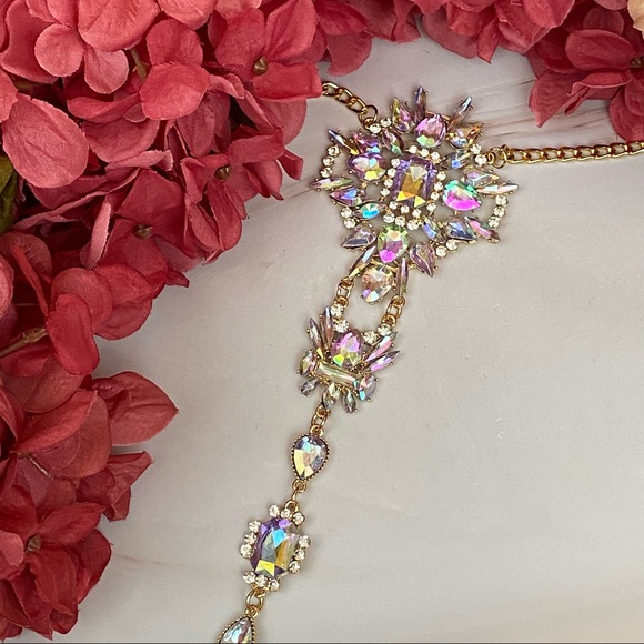 Boho Long Crystal Rhinestone Body Necklace Harness - Picture 10 of 16